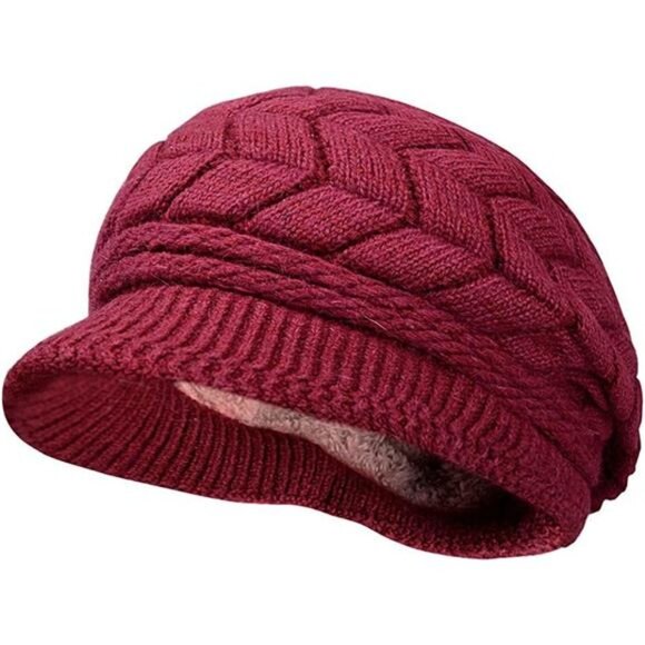Women\'s Winter Knit Hat Wool Caps with Visor main image 5